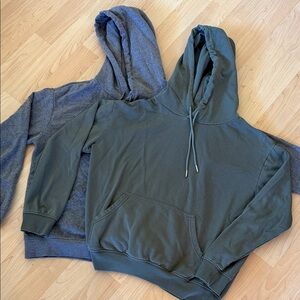 H&M 2 Women's Hoodies Gray and Green Sage Light Grey Relaxed Oversized